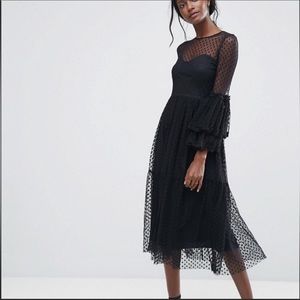 ASOS dress - sheer organza layered trumpet sleeve